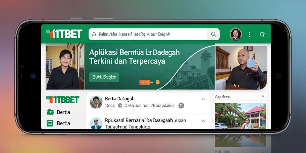 Tampilan antarmuka aplikasi Berita Daerah 11TBET dengan informasi terkini.