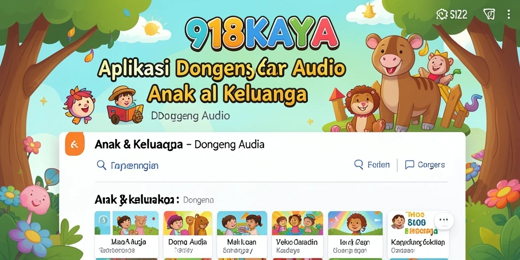 Tampilan antarmuka aplikasi 918KAYA yang menarik untuk Dongeng Audio.