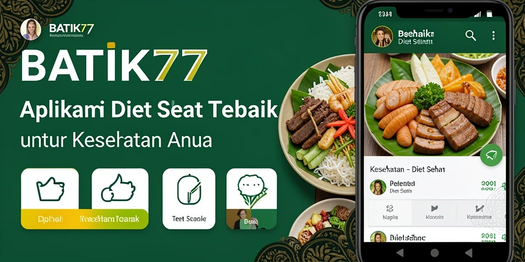 Tampilan antarmuka aplikasi BATIK77 untuk Diet Sehat yang menarik.
