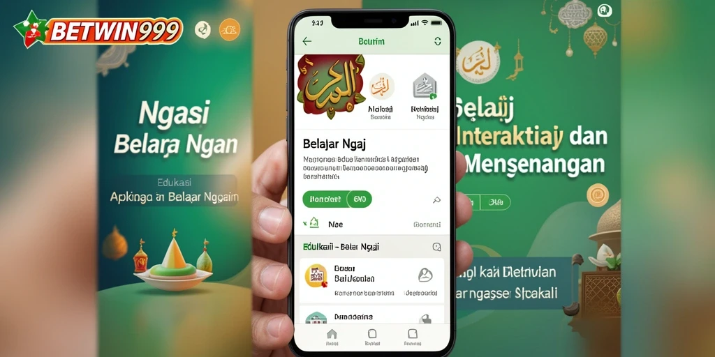 Tampilan antarmuka aplikasi Belajar Ngaji BETWIN999 yang interaktif.