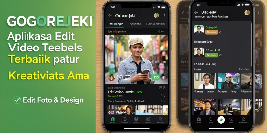 Antarmuka GOGOREJEKI menampilkan fitur pengeditan video reels dengan mudah dan intuitif.