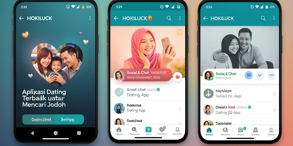 Antarmuka HOKILUCK yang intuitif dan menarik untuk pengguna Dating App.