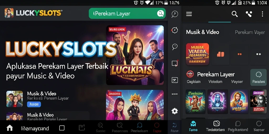 Tampilan antarmuka LUCKYSLOTS saat merekam layar dengan fitur perekaman audio.