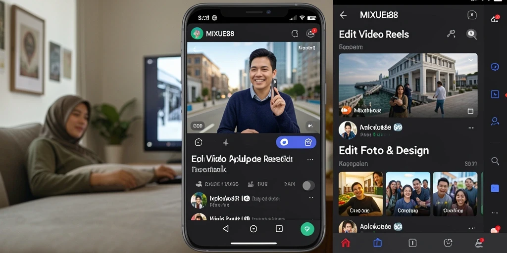 Antarmuka pengguna MIXUE88 yang intuitif untuk editing video reels.