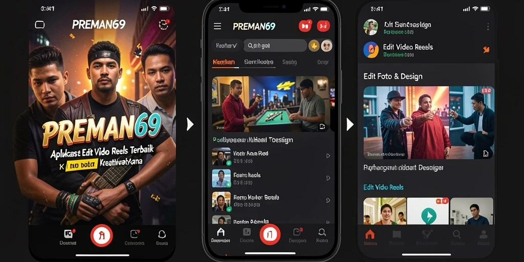 Antarmuka PREMAN69 untuk Edit Video Reels yang menarik dan mudah digunakan.